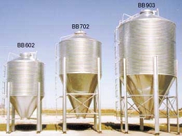 Hopper bottom grain bins and wet holding tanks